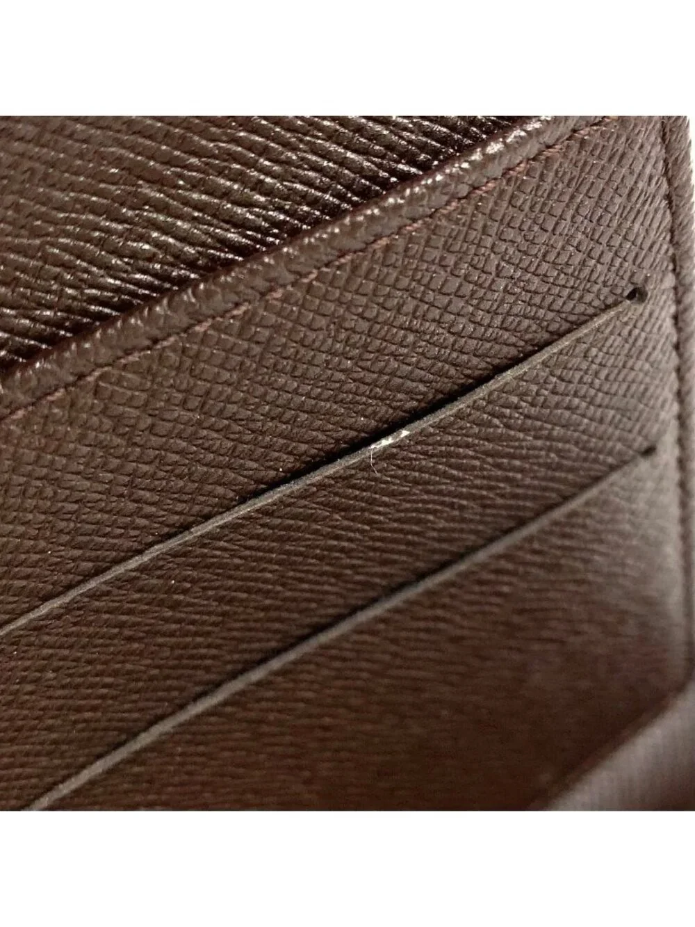 Louis Vuitton Portefeuille Elise Damier Ebene Leather Brown Hook Wallet Gold